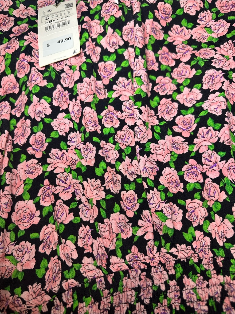 NWT ZARA pink rose floral print minidress in size Small - Picture 16 of 16